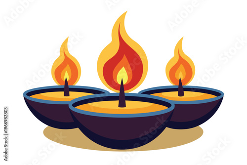 burning candles in a bowl vector on white background