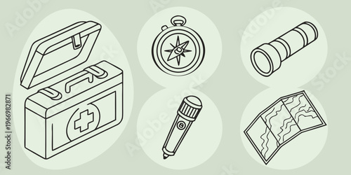 Outdoor adventure and survival first aid kit compass telescope