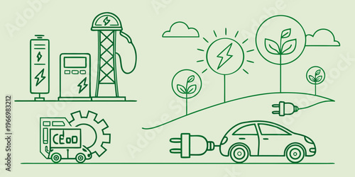 Electric vehicle charging station with green energy renewable energy sustainability