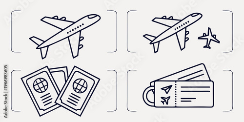 Travel and transportation airplane tickets passport