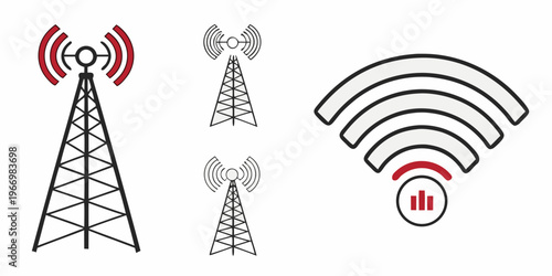 Cell towers and wireless signals line Wi-Fi technology communication