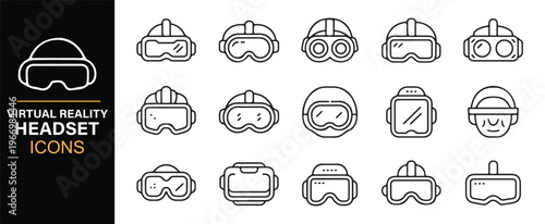 Minimal VR goggles icon collection for apps and interfaces