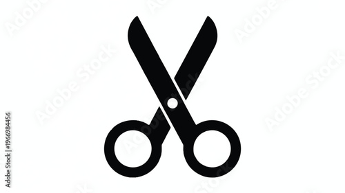 Scissors icon with crossed blades and round handles