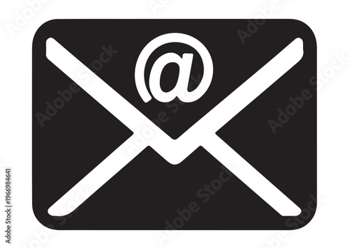 email message icon with envelope logo silhouette, online messaging envelope logo silhouette vector illustration, digital email communication icon logo silhouette design on white background