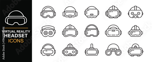 Smart wearable headset icons for virtual experience concepts