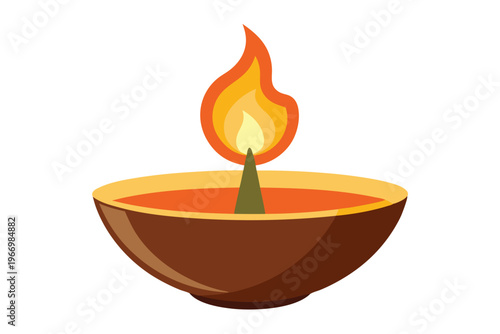 burning candles in a bowl vector on white background