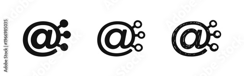 Connected At Symbol Icon Set: Networking and Online Communication Visuals