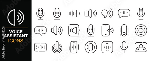 Microphone, speaker and volume line icons for UI design