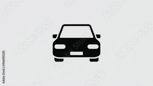 simple black car icon facing forward on gray background