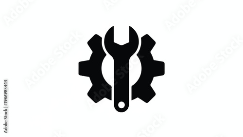 Spanner and gear icon for mechanics or engineering tools  symbol of repair and maintenance services