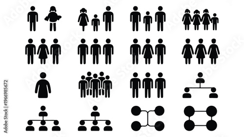 various people and group organization chart icons