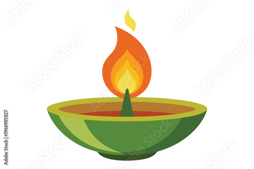 burning candles in a bowl vector on white background