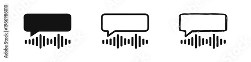 Voice Chat Message Sound Wave Icons for Speech Command