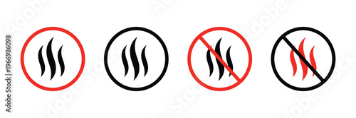 Heat icon vector. Warning sign for hot surface showing steam. Smoke vector icon