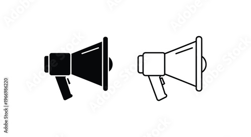 two megaphones one filled and one outlined Vector