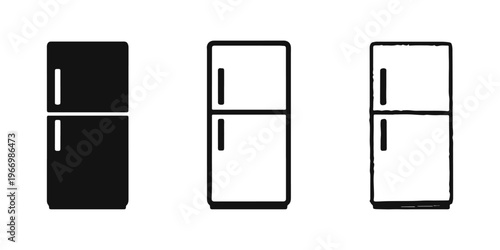 Refrigerator icon set, modern and sketchy fridge appliance symbols for kitchen design
