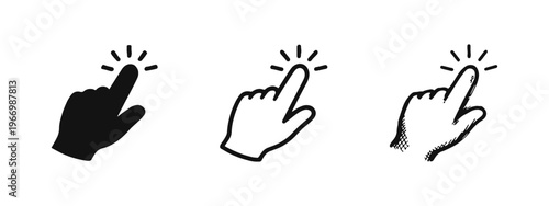 Clicking Finger Icon Set - Hand Tapping Gesture for Web, App UI, and Digital Interaction