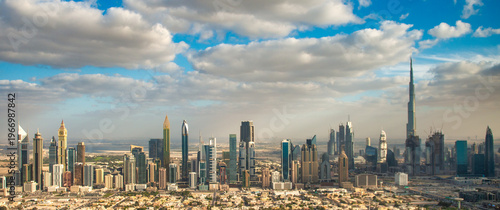 Wallpaper Mural Drone-style aerial view of Dubai cityscape from helicopter in United Arab Emirates Torontodigital.ca