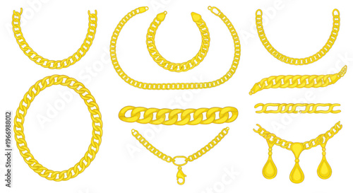 Collection of Gold Chain Necklaces and Bracelets, Luxury Jewelry Design