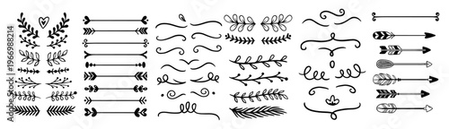 Set of decorative divider elements. Divider ornament, borders, doodle, separators, page dividers, header