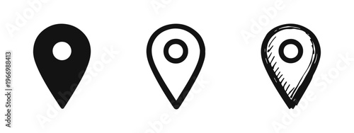 Location Pin Icon Set - Map Marker Symbols for Navigation, Places, and Geographic Points