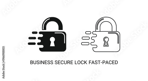 a black and white icon of two fast moving secure locks Vector