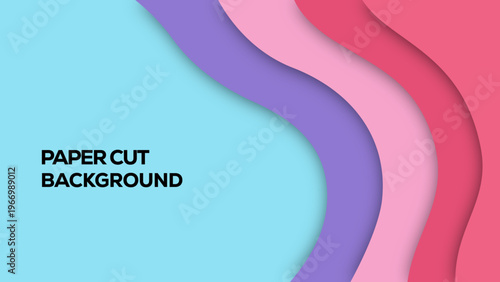 Paper Cut Abstract Background Wavy Layered Shapes Modern Design