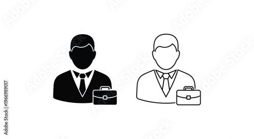 Two businessmen with briefcases in a simple line style Vector
