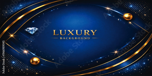 An abstract blue vector background depicts a dark night sky filled with stars and a glowing moon for a happy Christmas holiday celebration in the universe