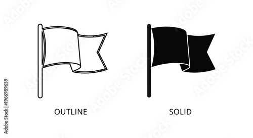 Black and white flag icons in outline and solid style