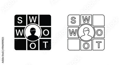 a swot analysis icon set with a person silhouette Vector