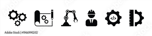 Engineering and Industrial Automation Icons Set