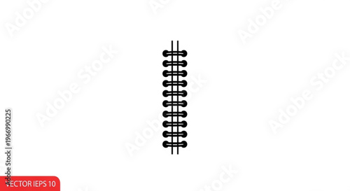 A minimalist vector illustration of a railroad track with rails and ties on a white background