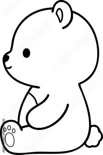 side view bear line art drawing, minimalist animal contour for coloring page