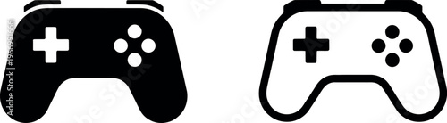 Game controller icon set featuring gamepad, joypad, and joystick symbols for gaming, console, and digital entertainment vector illustration