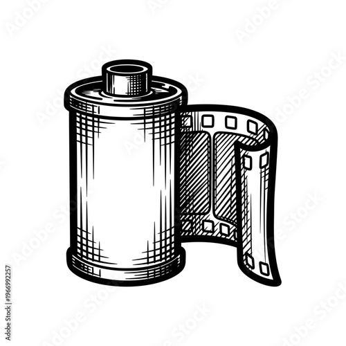 Film roll with unrolled strip.