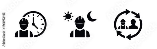Set of icons representing work shifts and labor rotation