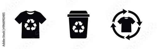 Clothing and textile recycling icons for sustainable fashion