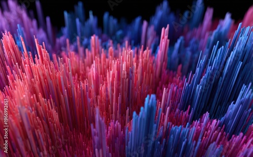 Abstract, vibrant digital art with glowing, textured spikes