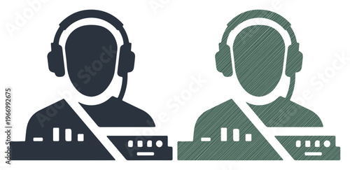 DJ silhouette with headphones and turntable, representing music and nightlife
