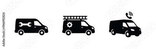 Service and Repair Delivery Van Vector Icon Set