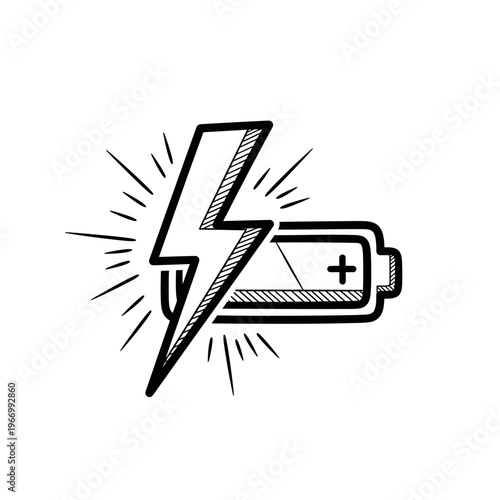 Battery with a lightning bolt symbol.