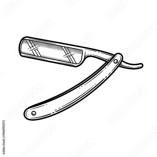 Straight Razor Shaving Tool Closeup.