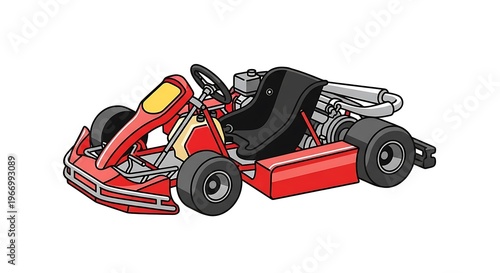 Red cartoon go kart racing.