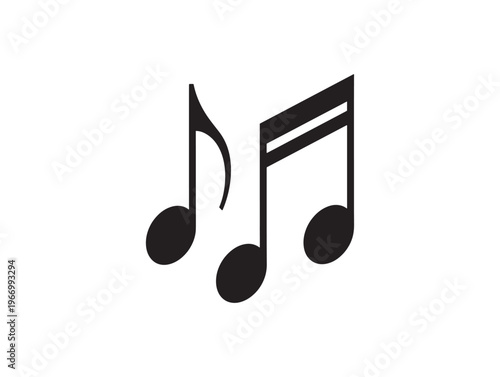 Music notes, musical notes, eighth notes, black notes, vector icons isolated on White Background