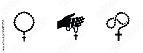 Set of hands with necklace of crosses