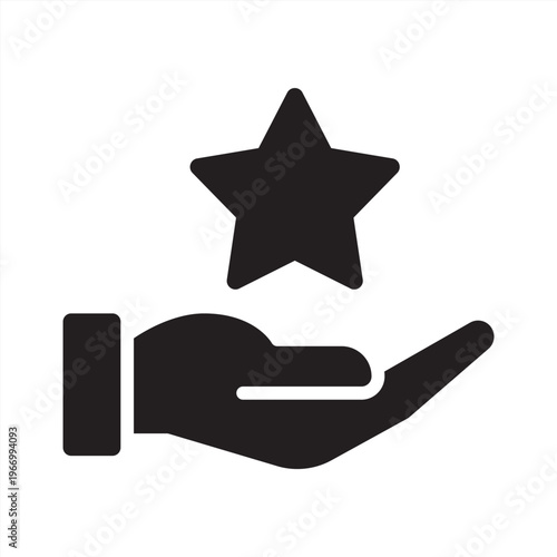 Empowerment icon. Hand presenting a star icon. Icon symbol for empowerment, support, strength, encouragement, motivation, confidence, growth, leadership, potential, star. Vector illustration