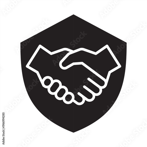 Trust icon. Secure agreement icon. Icon symbol for trust, security, protection, assurance, reliability, safety, partnership, integrity, agreement, shield. Vector illustration