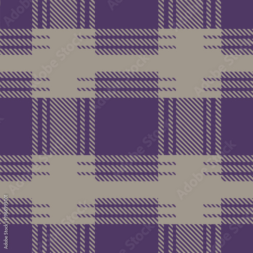 Purple and gray plaid pattern with diagonal stripes  seamless design