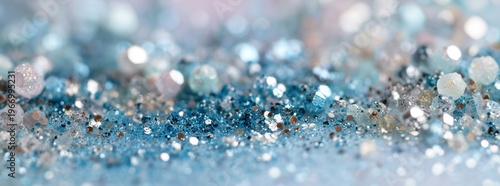 Close-up of Sparkling Blue and Silver Glitter